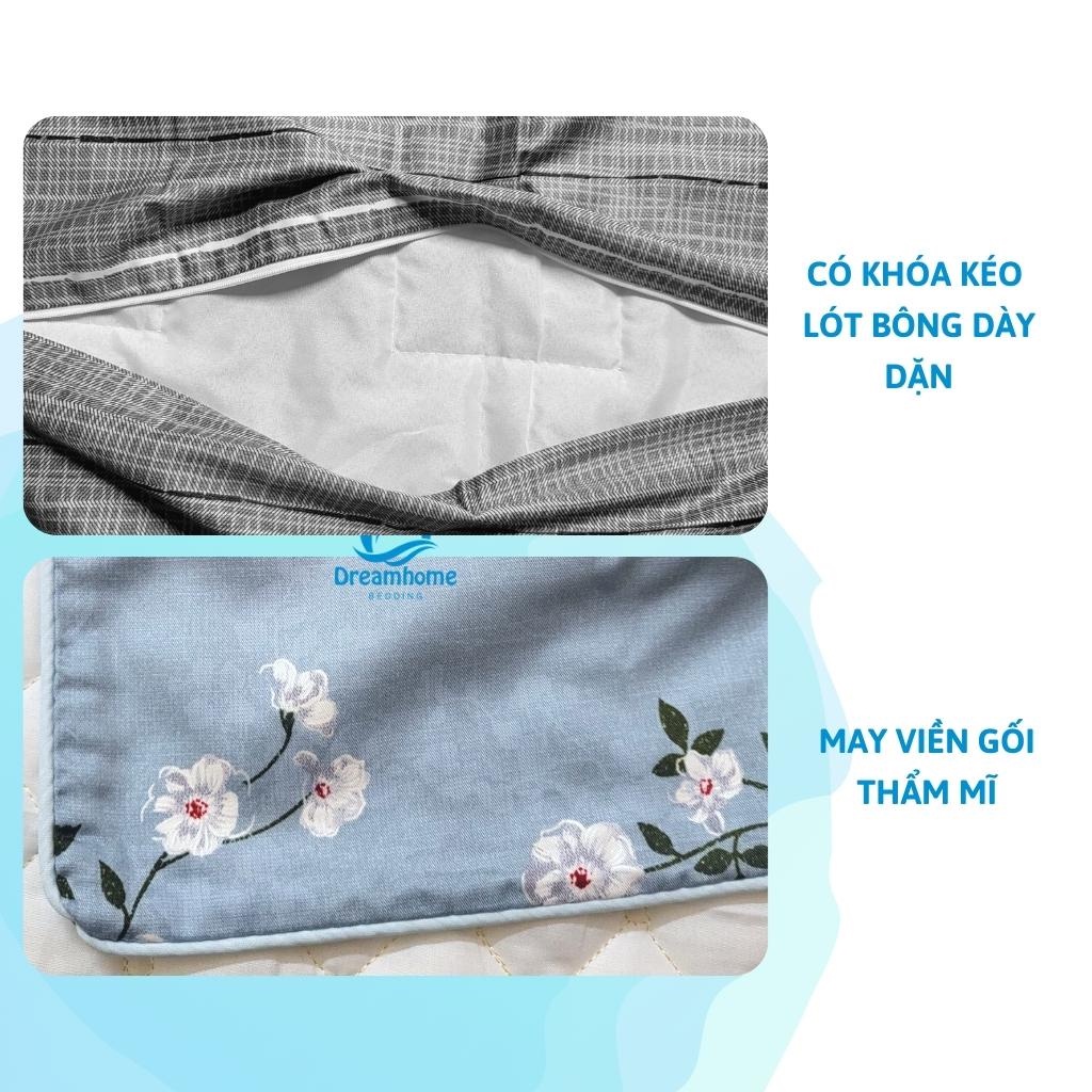 Vỏ gối nằm 50x70 Cotton hàn Dreamhome áo gối nằm có lót bông khóa kéo lót bông mỏng (1 cái) | BigBuy360 - bigbuy360.vn