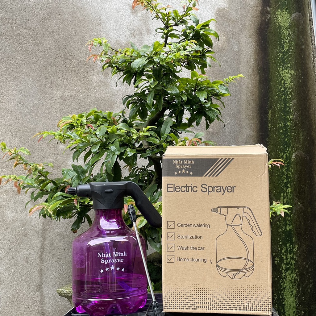 Bình phun sương bằng điện tưới cây đa năng 3L màu Tím - Minh Nhật Sprayer