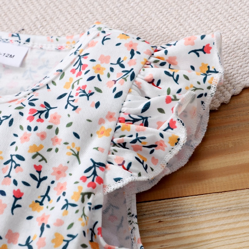 Áo liền quần MIKRDOO hoạ tiết bông hoa dễ thương thời trang cho bé sơ sinh 0-18 tháng tuổi