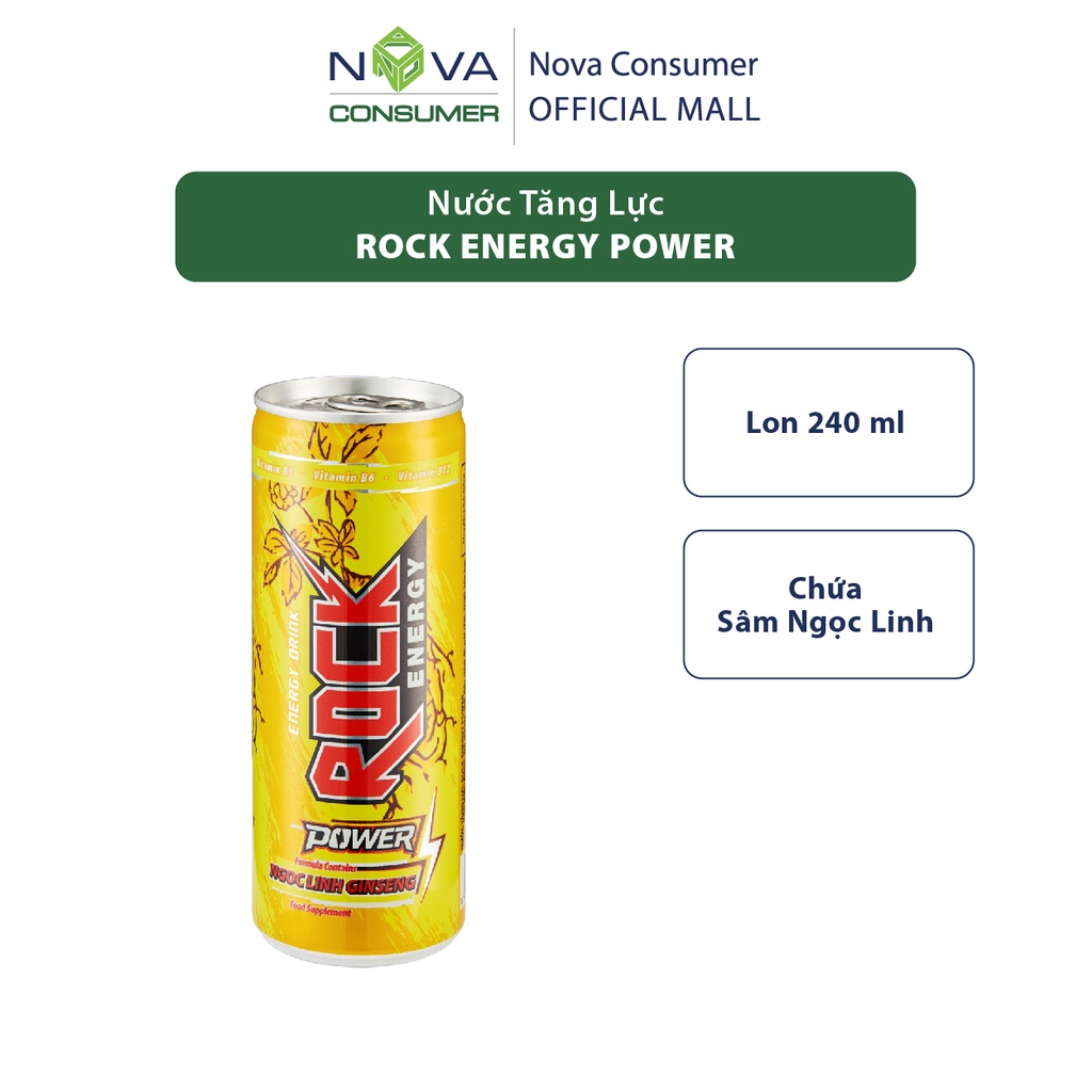 Nước tăng lực Rock Energy Power chứa Sâm Ngọc Linh 240ml