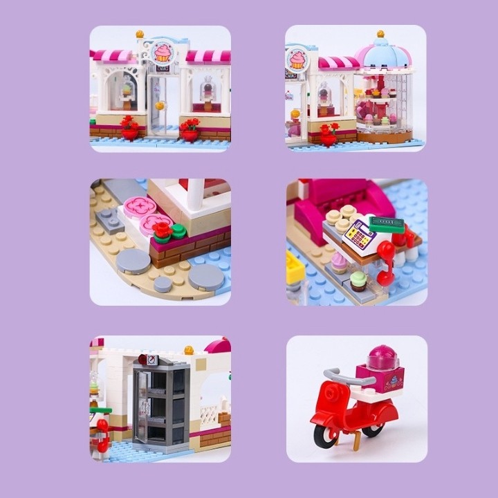 Bộ lắp ráp lego friend tiệm bánh ngọt 444 chi tiết mã 10496