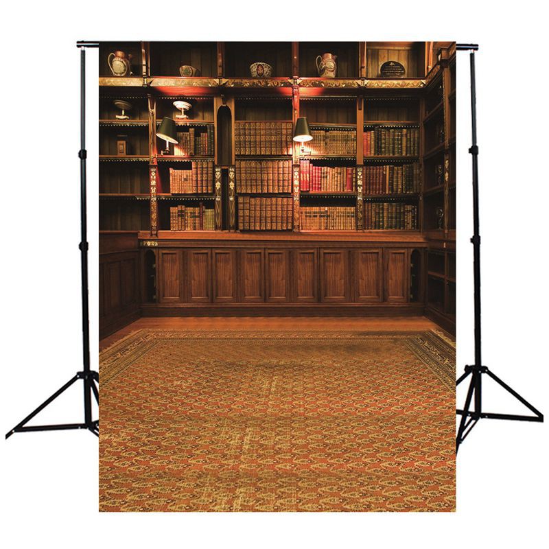 Phông nền chụp hình hoạ tiết thư viện cổ điển 3x5ft