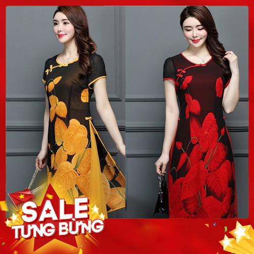 VÁY CÁCH TÂN ĐƯỢC CẢI TIẾN TỪ ÁO DÀI MỚI NHẤT NĂM, CÓ 2 MÀU VÀNG VÀ ĐỎ - Hàng nhập khẩu