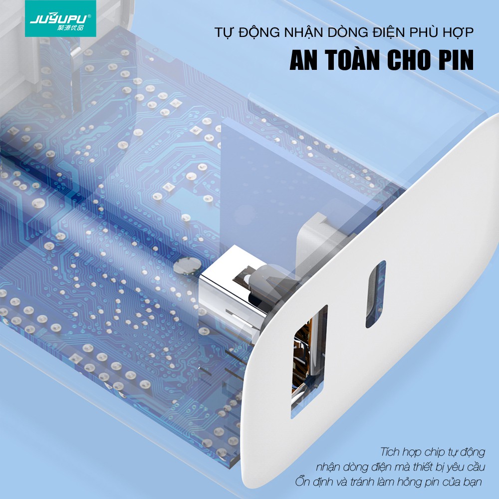 [Mã 2404EL10K giảm 10K đơn 20K] Củ sạc nhanh gồm Cổng PD Type C và USB QC 3.0 BH 12 THÁNG 1 ĐỔI 1 FENGZHILIFE U01C-T