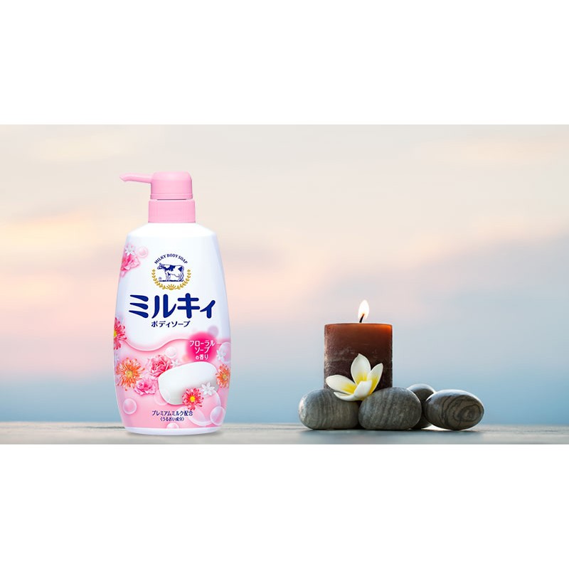 Sữa Tắm Bò Milky Body Soap Cow 550ml (Hương Hoa Cỏ, Hoa Hồng)