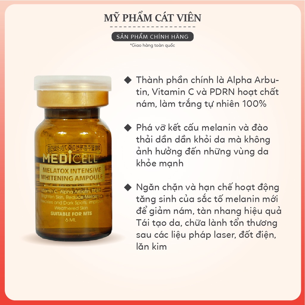 Tế bào gốc nám Melatox Medicell Hàn Quốc, serum mờ nám tàn nhang thâm sạm, trẻ hóa tái tạo làm trắng da 6 ml