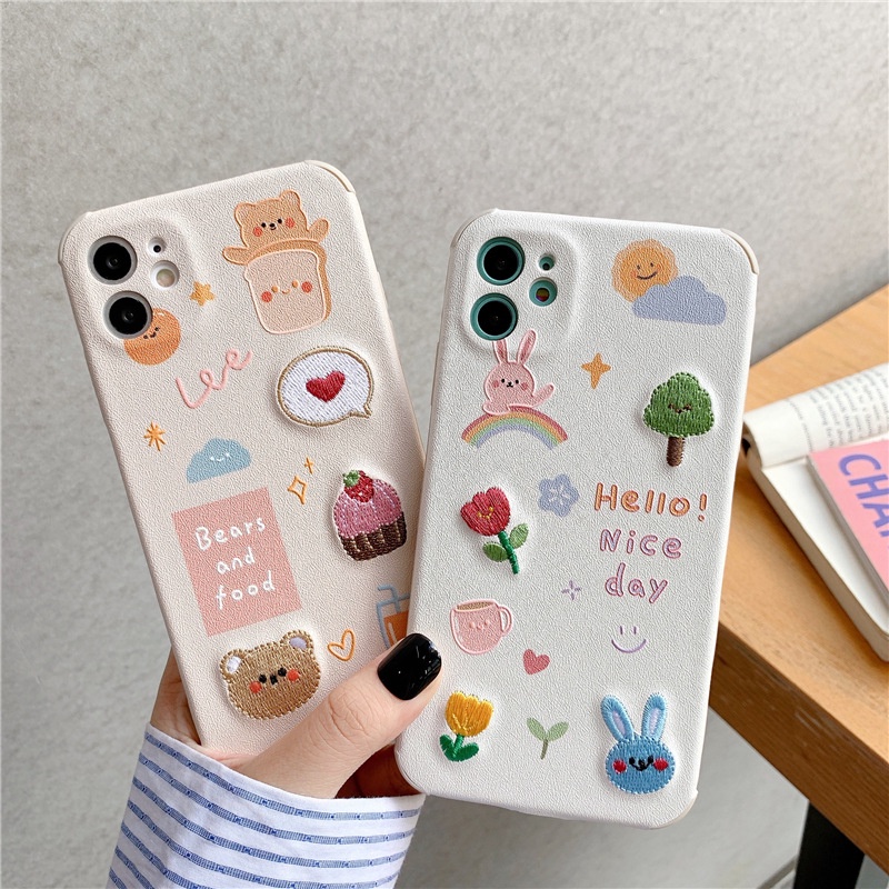 Ốp Điện Thoại Dẻo Họa Tiết Hoạt Hình Chú Gấu Dễ Thương Cho Iphone 12 7 8Plus XsMax 11