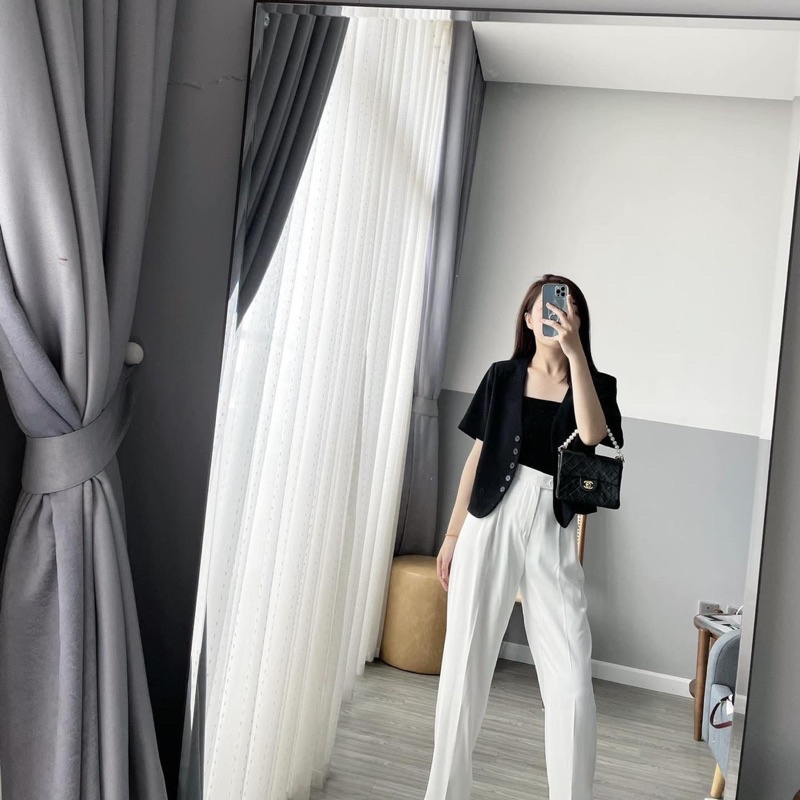 Áo blazer cộc tay đen