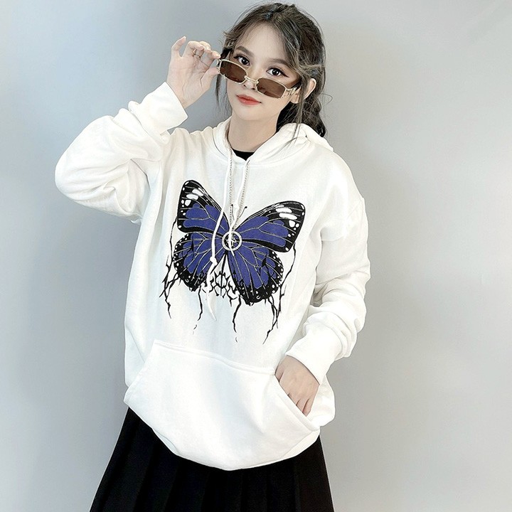 ÁO HOODIE - ÁO KHOÁC NỈ NGOẠI (HD2340 - Hình Bướm Xanh)