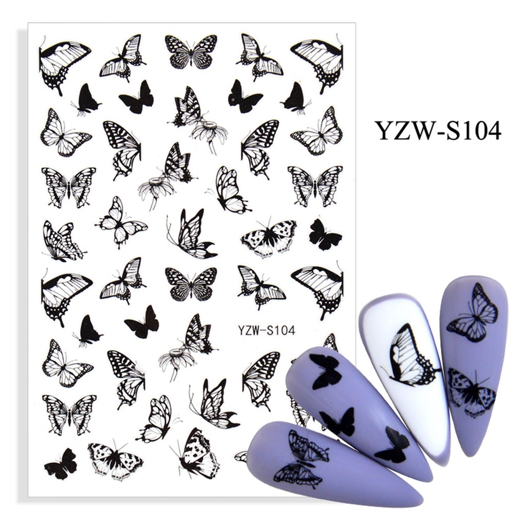 1 Tờ Nhãn Dán Trang Trí Móng Tay Hình Bướm Thời Trang DIY
