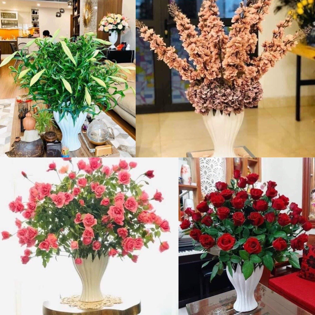 Bình hoa sứ Bát Tràng dáng bàn tay Phật màu trắng