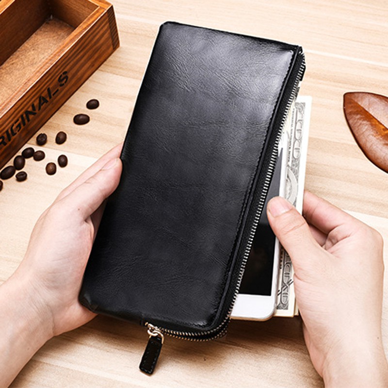 Bóp ví dài nam nữ Hàn Quốc nhiều ngăn đựng có dây cầm tay chất da PU cao cấp MSP JC225-1