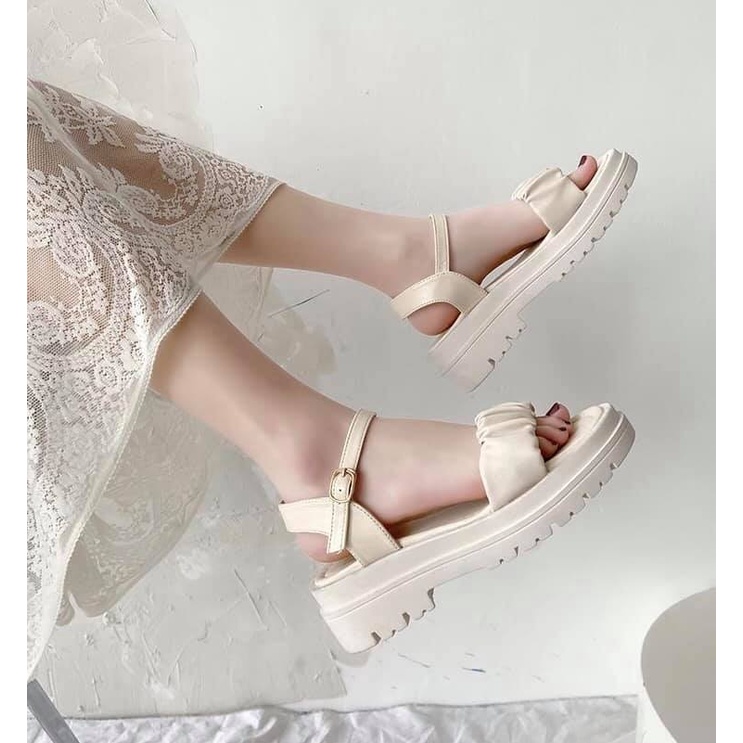 Dép Sandal Nữ Đi Học Vintage, Dép Quai Hậu Đế Bằng Cao 4cm