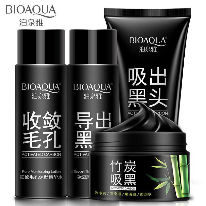 Sữa rửa mặt và mặt nạ Lột mụn đầu đen chiết xuất Than tre Bioaqua