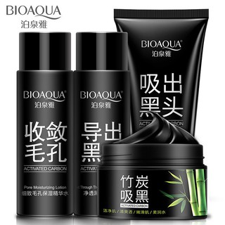 [TẶNG KÈM Gel mặt nạ lột mụn] Sữa rửa mặt và mặt nạ Lột mụn đầu đen chiết xuất Than tre  Bioaqua