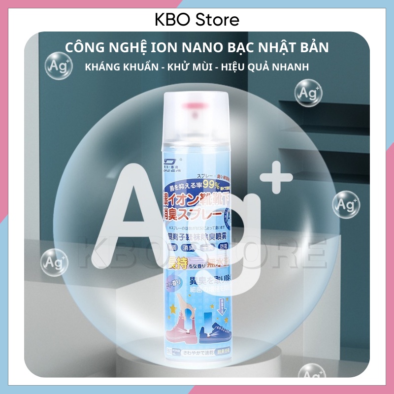 Xịt khử mùi giày dép hôi chân Công nghệ nano bạc Nhật Bản mới nhất 2022 chai lớn 360ML KBO035