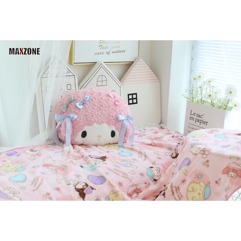 SANRIO Bộ Chăn Gối Di Động Họa Tiết Hoạt Hình Kuromi Melody Dễ Thương Cho Học Sinh / Văn Phòng