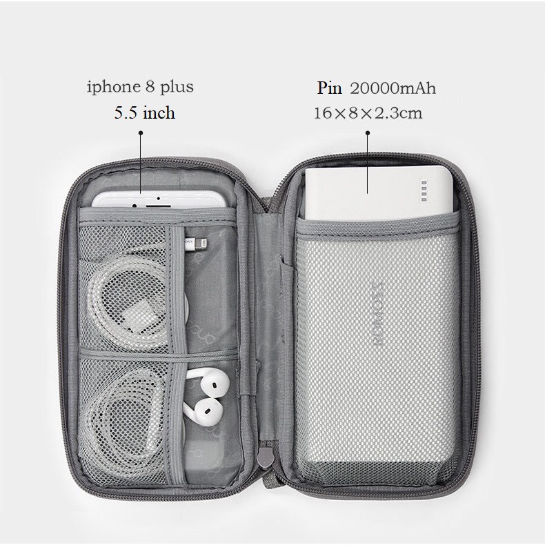Túi đựng phụ kiện sạc dự phòng dáng dài kiêm hộp đựng phụ kiện điện tử ổ cứng di động Boona BN-E003 BN-E001