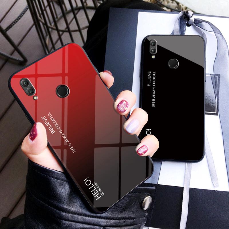 Ốp điện thoại kính cường lực màu gradient cho Huawei Honor Play Note 10 Magic 2 8A 9 Lite