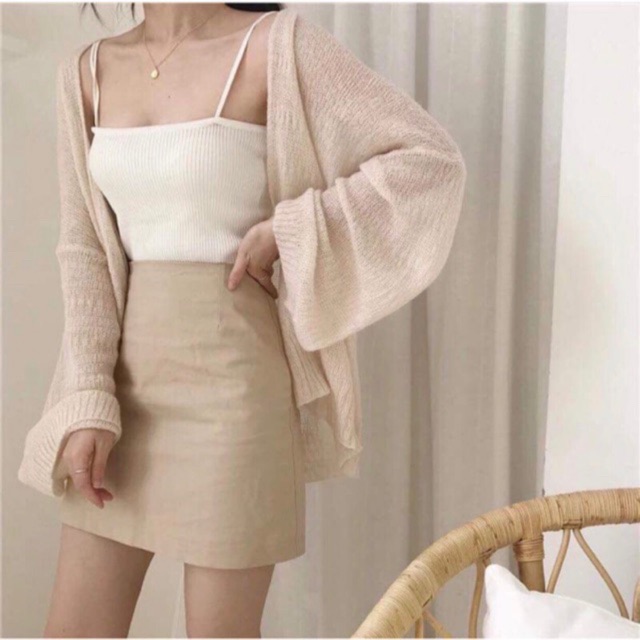 CÓ SẴN - Áo cardigan len mỏng ulzzang cực xinh, áo khoác đi biển