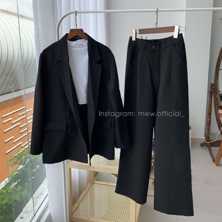 Set áo khoác blazer nữ kèm quần suông ống dài, set áo vest quần dài - MEW