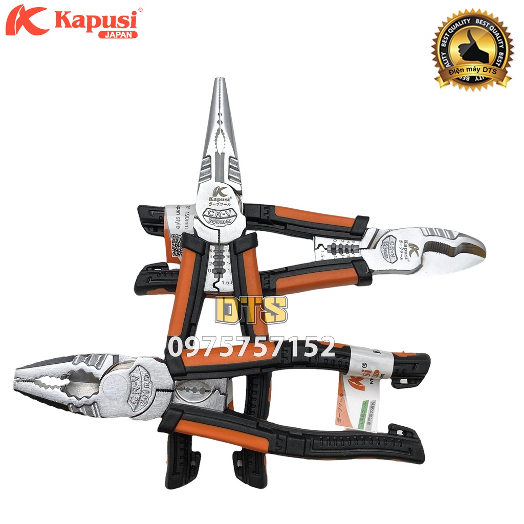 Kìm đa năng thép Nhật CR-V đúc nguyên khối hãng Kapusi JAPAN, Kìm điện – kìm cắt – nhọn thiết kế tiên tiến tiết kiệm 30%