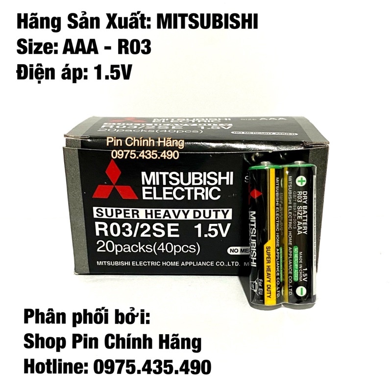 Hộp 40 Viên Pin AAA MITSUBISHI R03 1.5V Hàng Chính Hãng