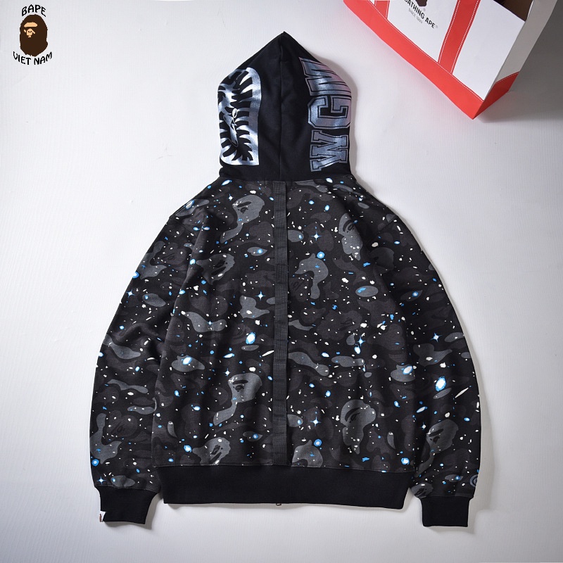 Áo Jacket Bape Shark Galaxy SS2022, Áo Hoodie Bape Cá mập fullzip 2 màu Đen, Trắng BapeVN