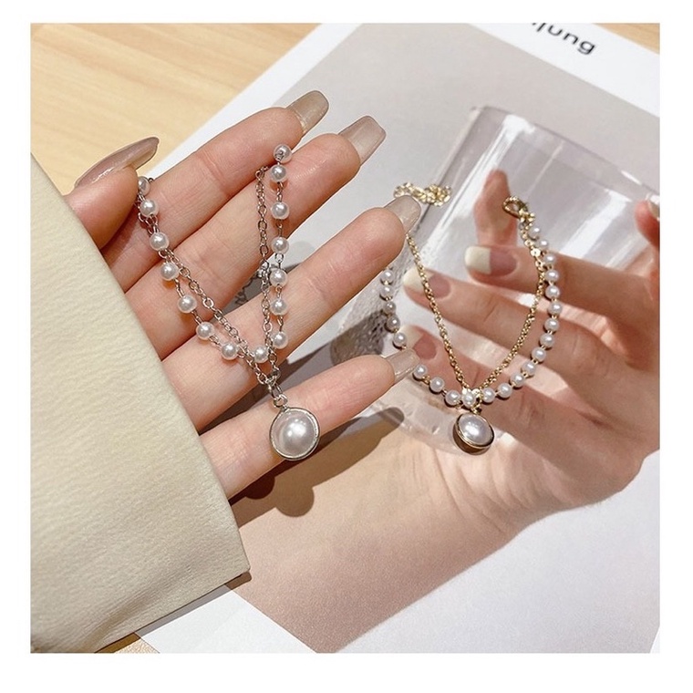 Vòng tay hạt châu trắng dễ thương cho bạn gái
