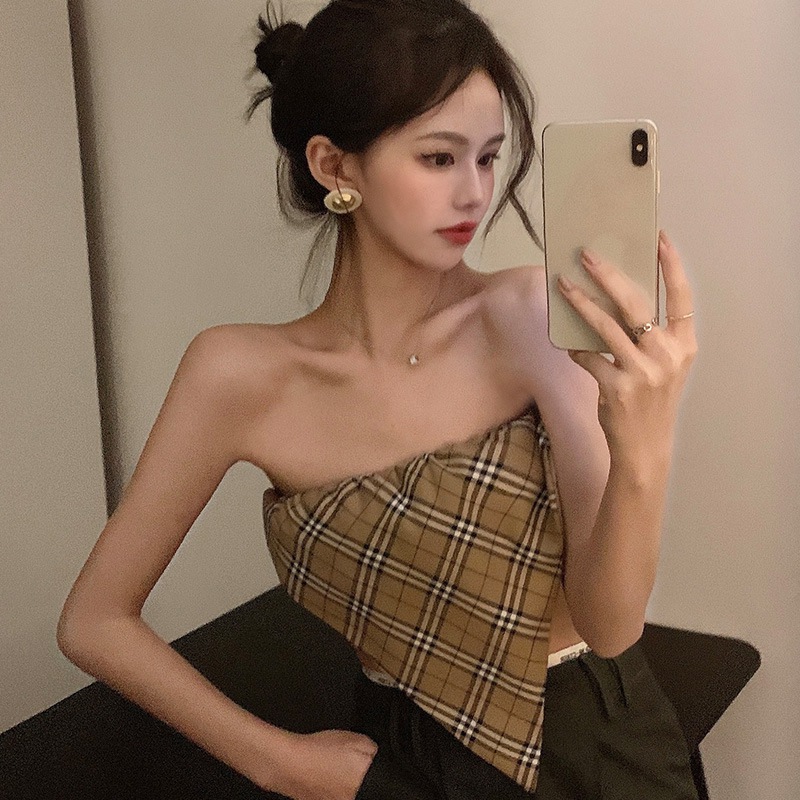 Áo Quây Ngực Kẻ Ca-Rô Trẻ Trung Quyến Rũ Hợp Thời Trang Cho Nữ