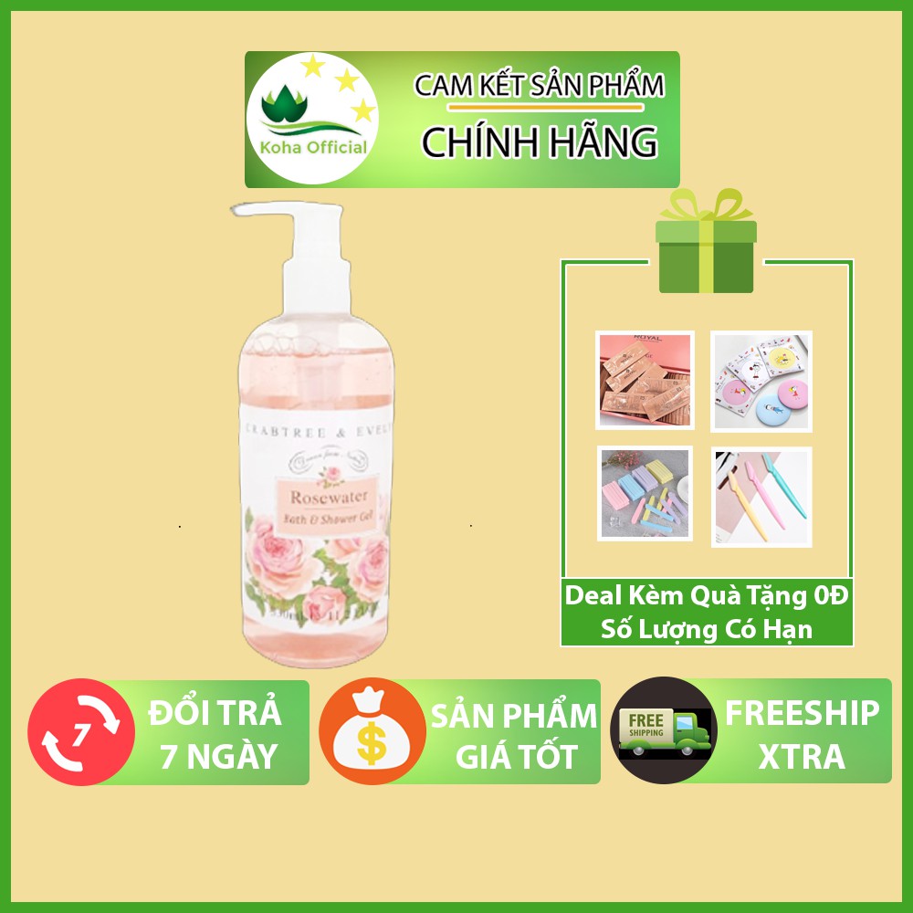 Sữa Tắm CRABTREE & EVELYN Dưỡng Da Trắng Sáng Mềm Mịn Hương Hoa Hồng Tự Nhiên (330ml)