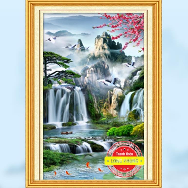 Tranh đính đá LƯU THỦY SINH TÀI 50*75 - DD9637