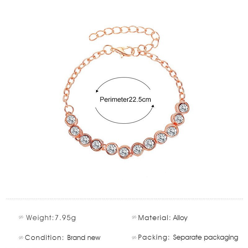 Vòng Tay Đính Đá Zircon Hình Tròn Phong Cách Hàn Quốc