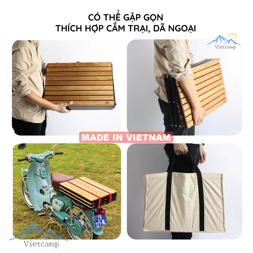 Kệ gỗ đa năng khung sắt - có thể tăng chỉnh chiều cao - thương hiệu Vietcamp - Kích thước 50x35x63cm