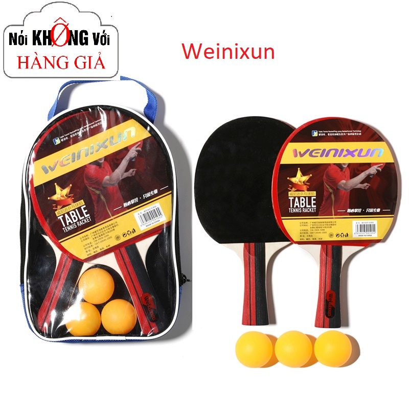 Bộ 2 vợt bóng bàn tặng kèm 3 bóng Weinixun, vợt bóng bàn trẻ em, vợt bóng bàn