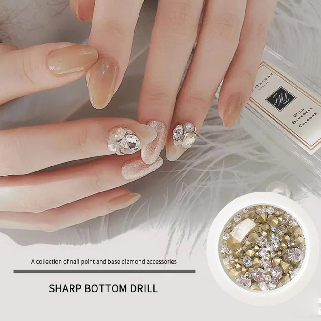 [Hàng mới về] Hộp hạt đá trang trí móng tay nghệ thuật 3D bất đối xứng thời trang