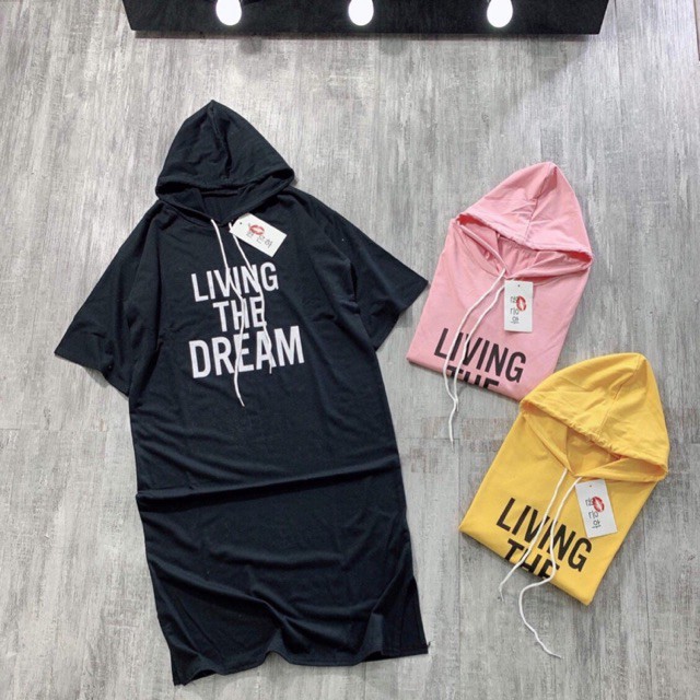 Váy Thụng Chữ Có Mũ 3 Màu Đen - vàng - hồng Kèm Video