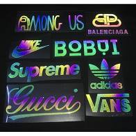 Decal Logo Sticker Patch in áo ủi trực tiếp lên vải phản quang 7 màu