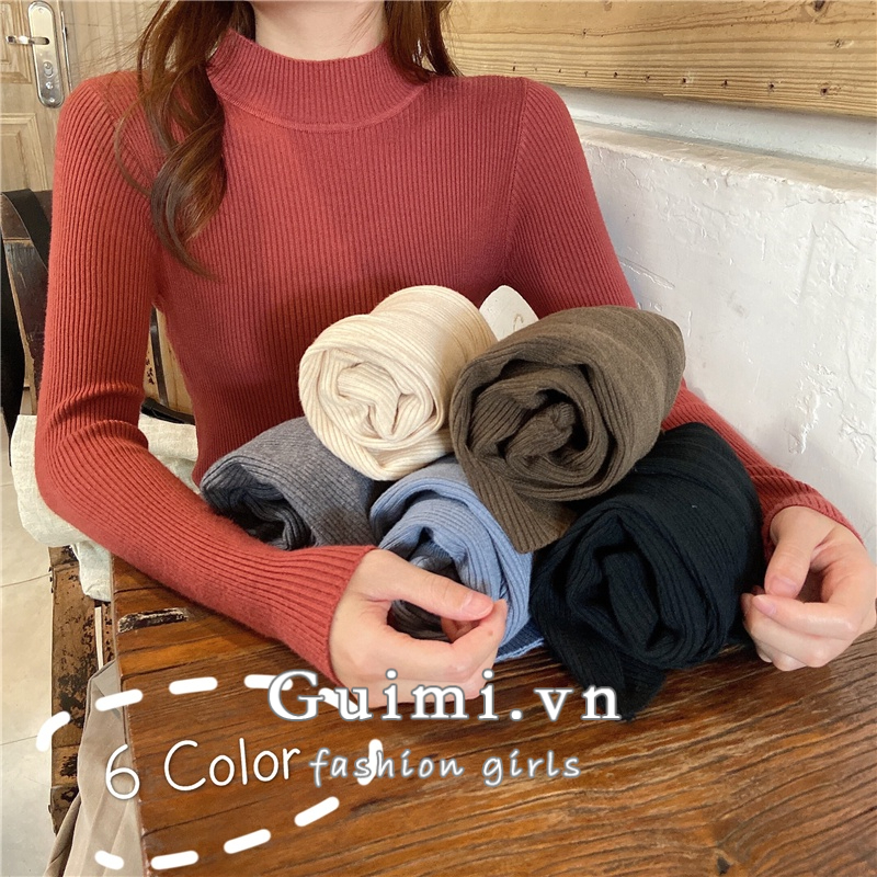 NZN Áo Dệt Kim Tay Dài Màu Trơn Phong Cách Hàn Quốc Thời Trang Thu Đông Mới