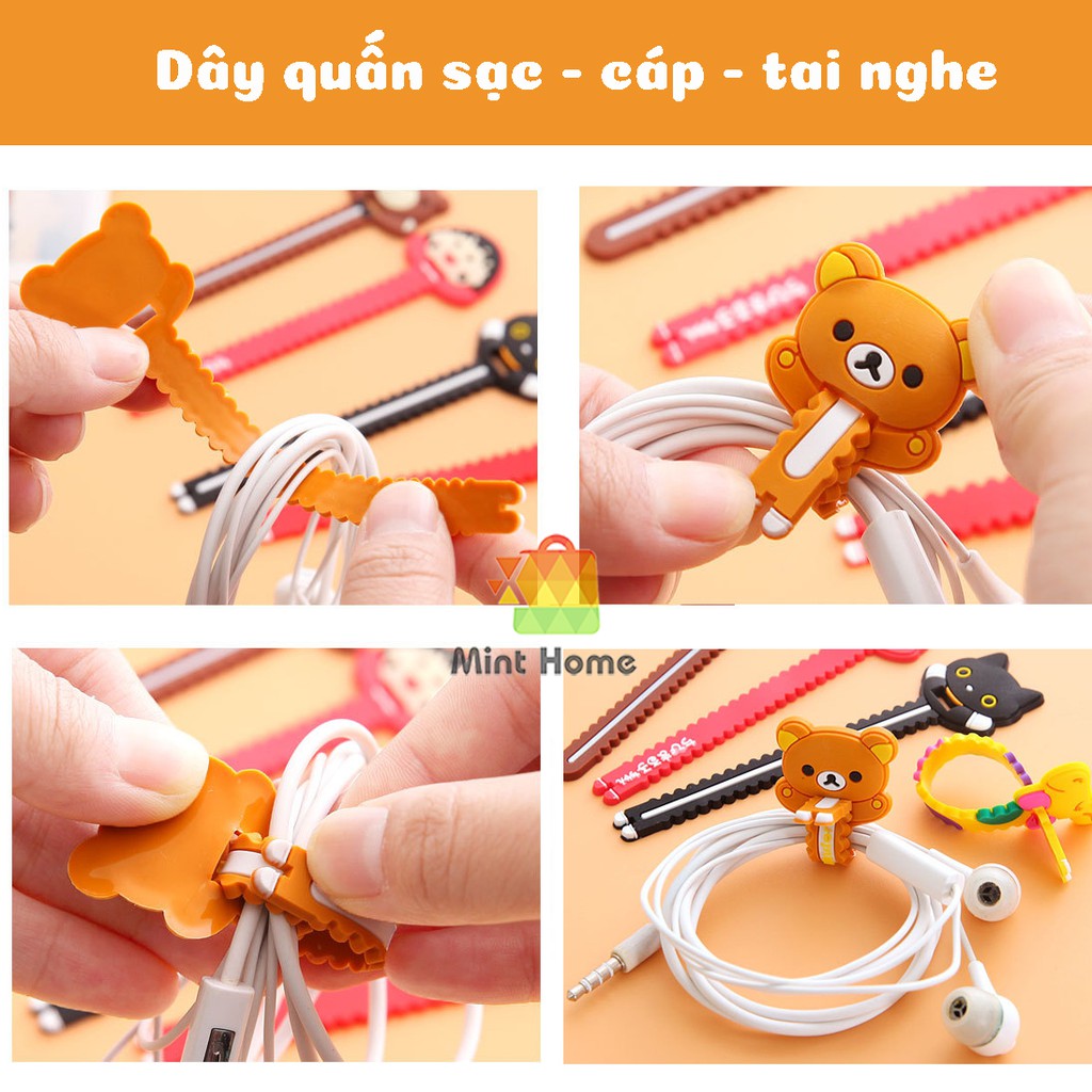 Dây quấn cáp sạc, dây quấn tai nghe cute mô hình anime mèo, gấu, bé gái, maruko, huơu dễ thương | BigBuy360 - bigbuy360.vn