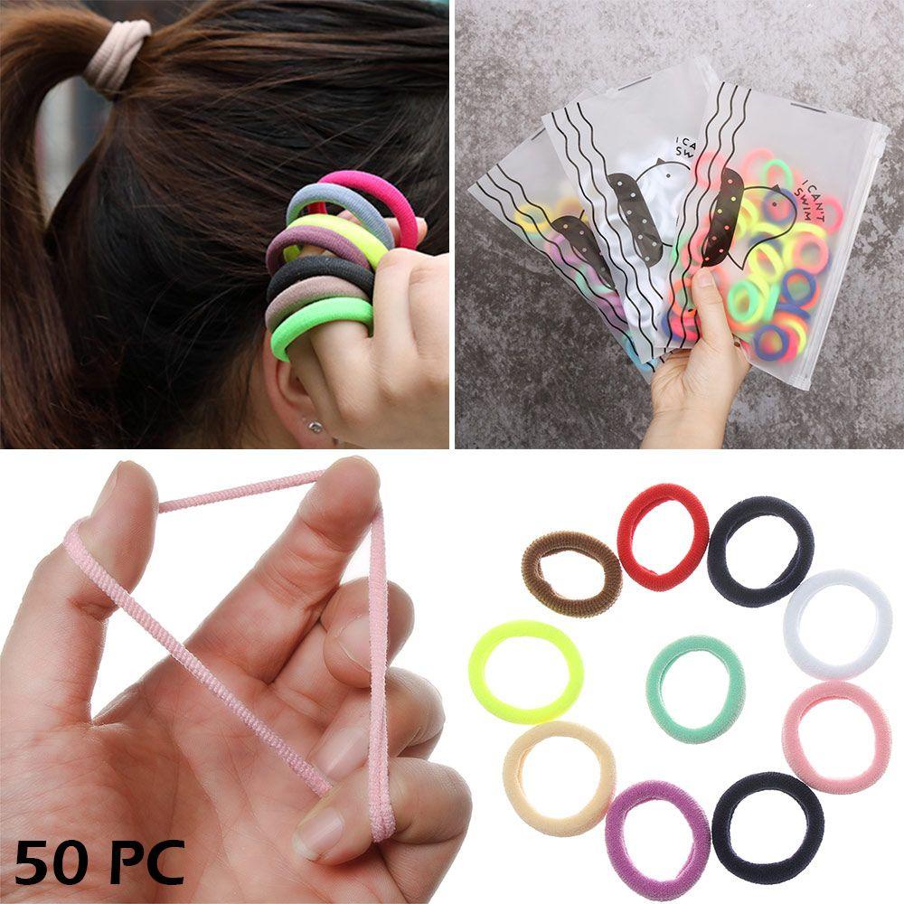 Set 50 Dây Buộc Tóc Cao Su Co Giãn Cho Bé