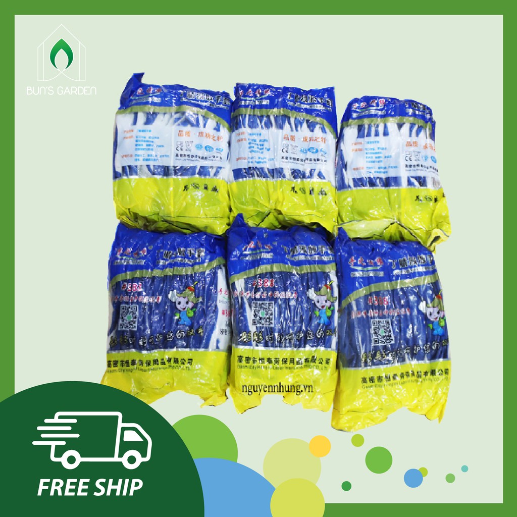 Găng tay làm vườn - găng tay tráng sơn xanh dày, phủ cao su chống trượt, độ bền cao, bám dính tốt