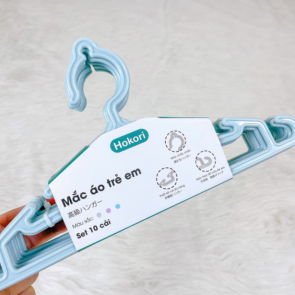 Set 10 Móc quần áo trẻ em Hokori nhựa cao cấp Việt Nhật 2830