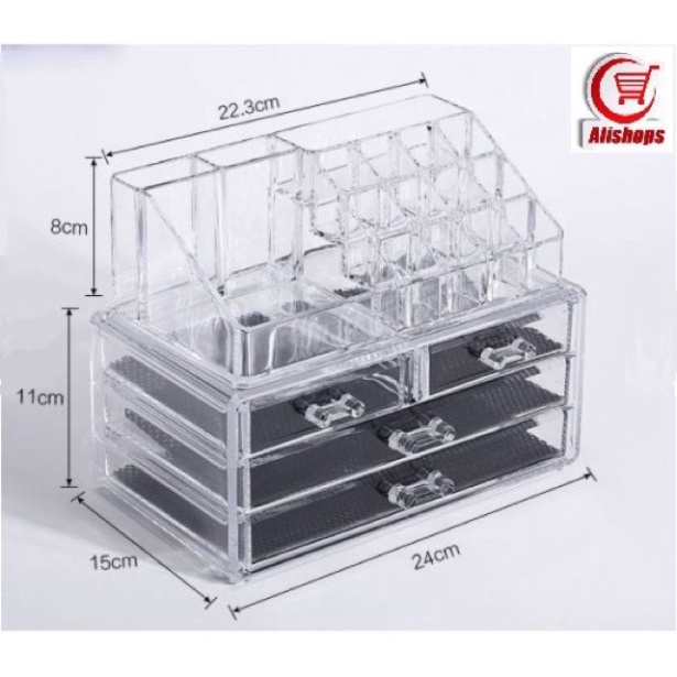 Ke Đựng Mỹ Phẩm FREESHIPKhay Đựng Mỹ Phẩm Bằng Nhựa MICA 4 Tầng Size Lớn