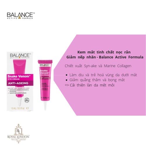 Kem mắt giảm nếp nhăn Balance Snake Venom Eye Cream 15ml