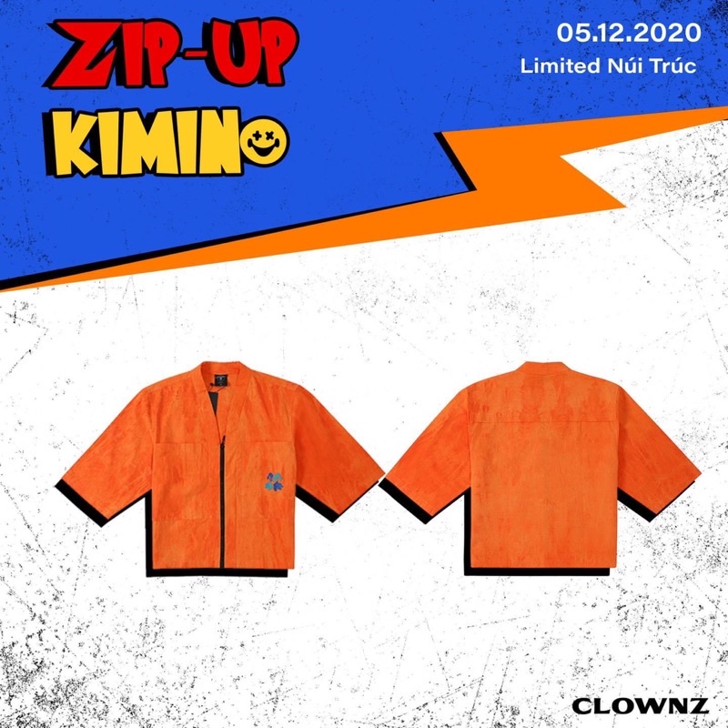 [HÀNG CHÍNH HÃNG] Áo Khoác Ngắn Tay Zip Up Kimono ClownZ