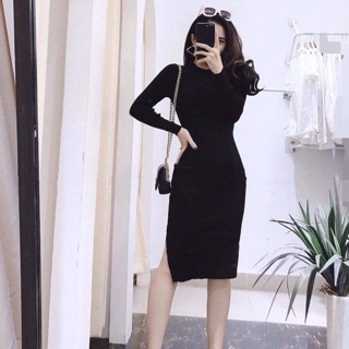 Đầm len xẻ tà