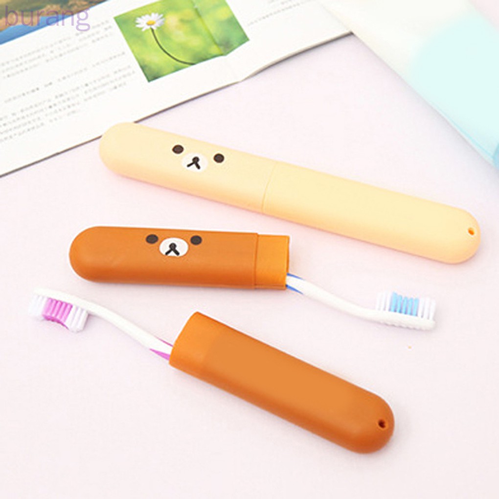 Set 2 Hộp Đựng Bàn Chải Đánh Răng Hình Gấu Dễ Thương Tiện Dụng