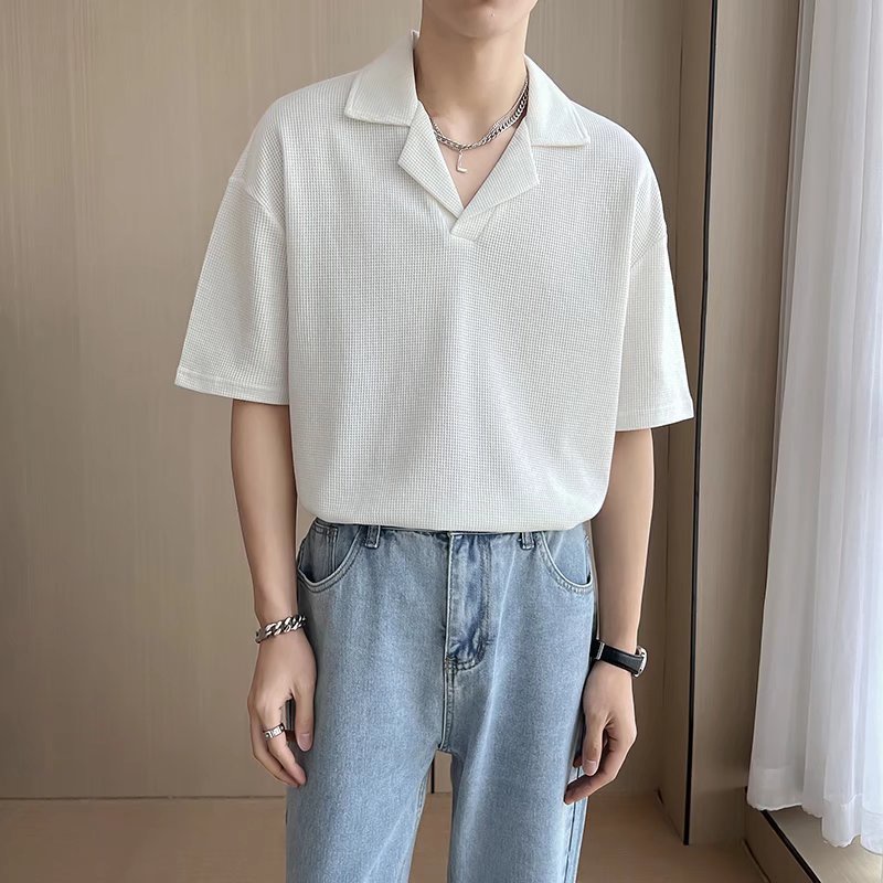 Áo polo Ngắn Tay Form Rộng Phong Cách Hàn Quốc Dành Cho Nam