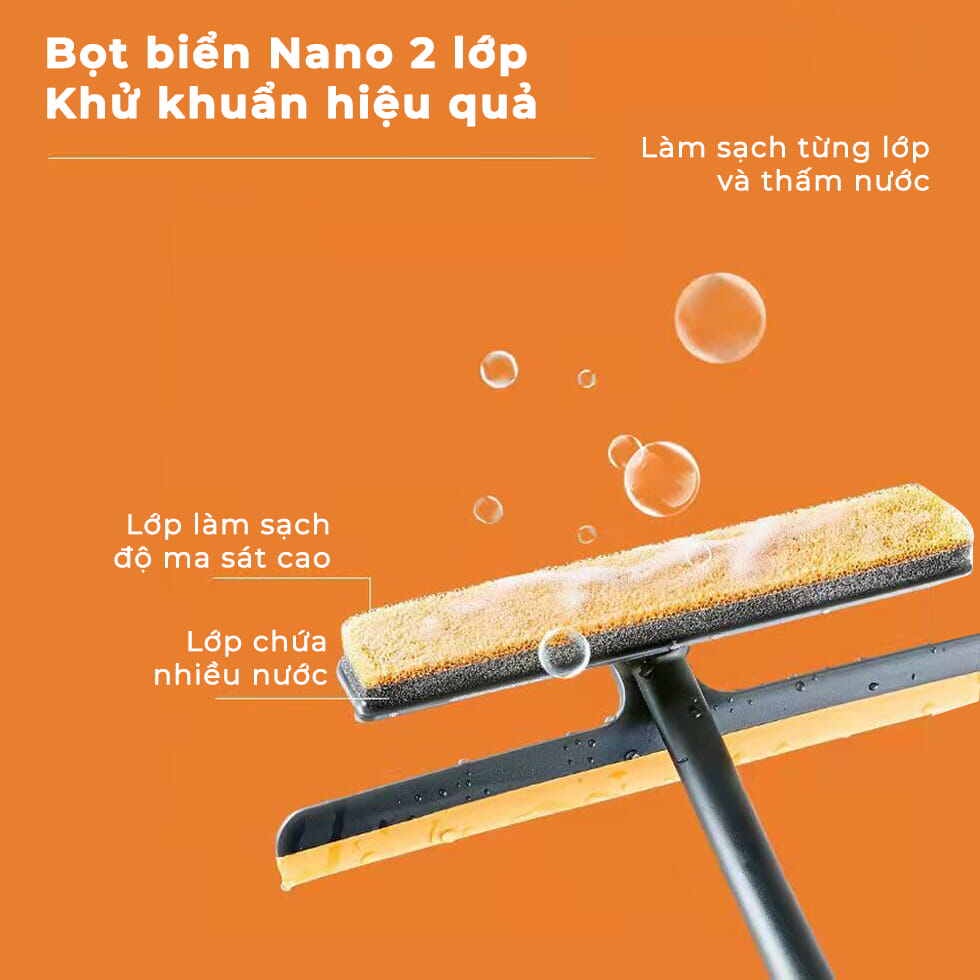 Cây Lau Kính Thông Minh 3In1, Chổi Lau Kính Gạt Nước Xoay 360 Độ Cầm Tay Tiện Lợi
